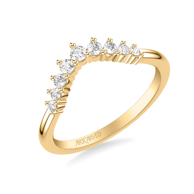 31-V1057W-L.00 - Goldman - Classic Curved Wedding Band with Prong Set Round Diamonds