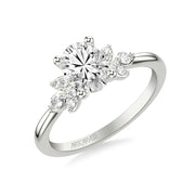 31-V1059GVW-E.01 - ARTCARVED - Floral Engagement Ring with Three Diamond Petals and Polished Shank