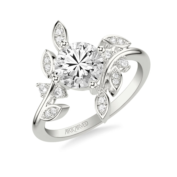 31-V1068IRW-E.01 - Goldman - Floral Engagement Ring with Bypass Diamond Petals and Floating Diamond Accents