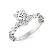 31-V1069IRW-E.01 - ARTCARVED - Floral Engagement Ring with Hidden Diamond Halo and Alternating Bezel Set Marquise and Round Diamonds