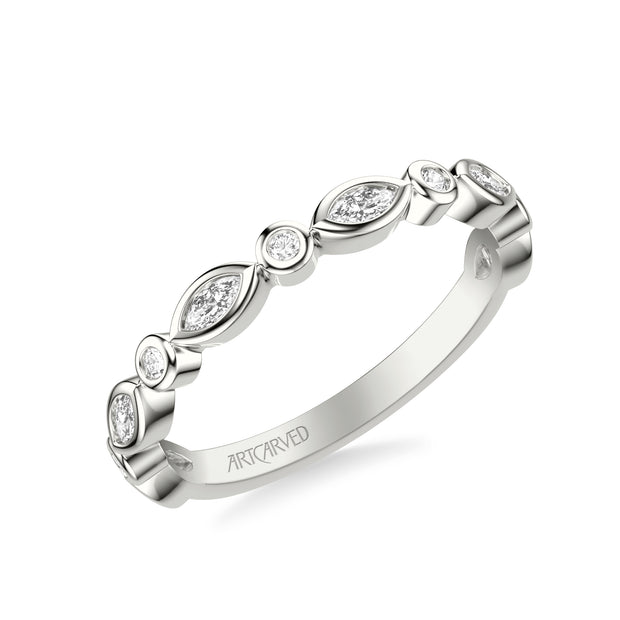 31-V1069W-L.00 - Goldman - Floral Wedding Band with Alternating Bezel Set Marquise and Round Diamonds