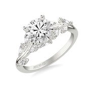 31-V1072IRW-E.01 - ARTCARVED - Floral Engagement Ring with Prong Set Marquise Diamonds and Hidden Diamond Accent