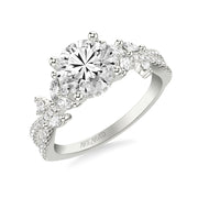 31-V1074IRW-E.01 - ARTCARVED - Floral Twist Engagement Ring with Hidden Diamond Halo and Prong Set Marquise and Round Diamond Accents