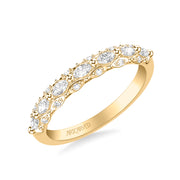 31-V1078Y-L.00 - ARTCARVED -  Classic Wedding Band with Triple Row Prong Set Round and Marquise Diamonds