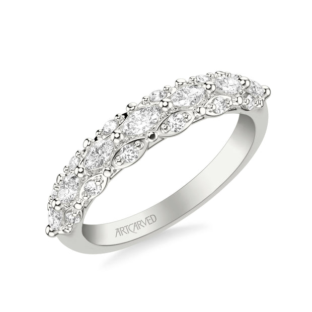 31-V1079W-L.00 - Goldman -  Classic Wedding Band with Triple Row Prong Set Round and Marquise Diamonds