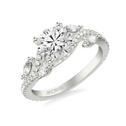 31-V1081GRW-E.01 - ARTCARVED - Floral Engagement Ring with Floating Prong Set Marquise Diamond Petals and Organic Diamond Shank
