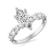 31-V1084HMW-E.01 - ARTCARVED - Classic Engagement Ring with Graduated Round Prong Set Diamond shank