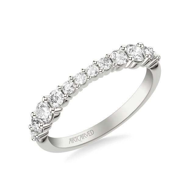 31-V1084W-L.00 - ARTCARVED - Classic Wedding Band with Graduated Round Prong Set Diamonds
