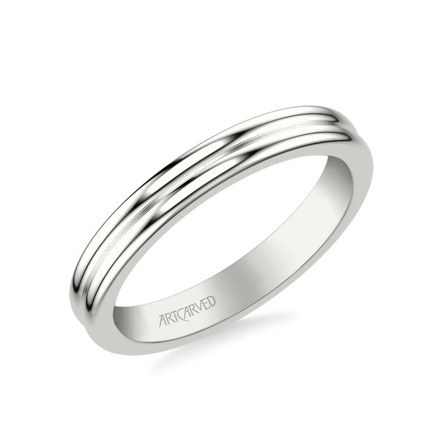 31-V1086W-W.00 - ARTCARVED -  Classic Wedding Band with Double Row Polished Band