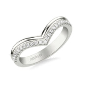 31-V1087W-L.00 - ARTCARVED -  Classic Wedding Band with Double Row V Shape Diamond and Polished Band