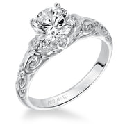 31-V284ERW-E.00 - ARTCARVED - Diamond engagement ring with round center stone and carved diamond enhanced band