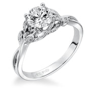 31-V317ERW-E.01 - ARTCARVED - Floral Engagement Ring with Hidden Diamond Petal Accents and Polished Bypass Shank