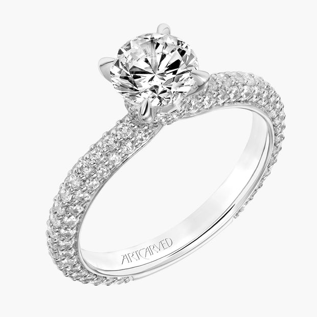 31-V749GRW-E.01 - ARTCARVED - Classic Diamond Engagement Ring with Pave Shank and Diamond Collar