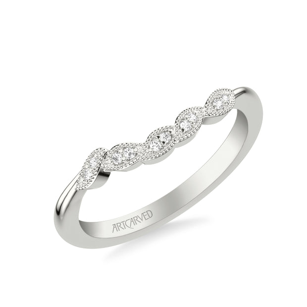 31-V783FCW-L.00 - Goldman - Floral Curved Wedding Band with Diamond and Milgrain Petal Accents