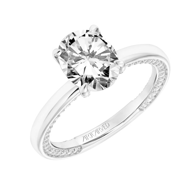 31-V802GVW-E.01 - Goldman - Diamond Engagement Ring with High Polished Shank with Diamond Accented Prongs & Row of Interior Diamonds
