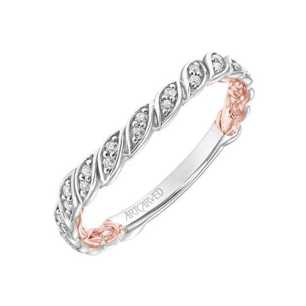 31-V916GRWRC-L.00 - Goldman - Lyric Curved Wedding Band with Milgrain Vine Motif Diamond Accents