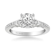 31-V1009GRW-E.01 - ARTCARVED - Lyric Engagement Ring with Carved Gallery details and Graduated Diamond Shank