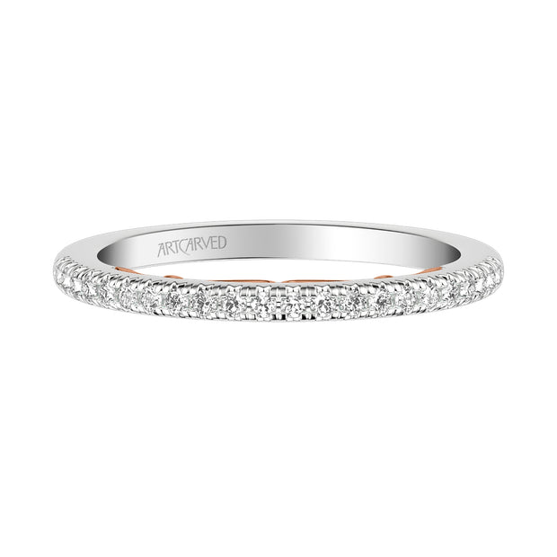Lyric Diamond Wedding Band with Inner Carved details