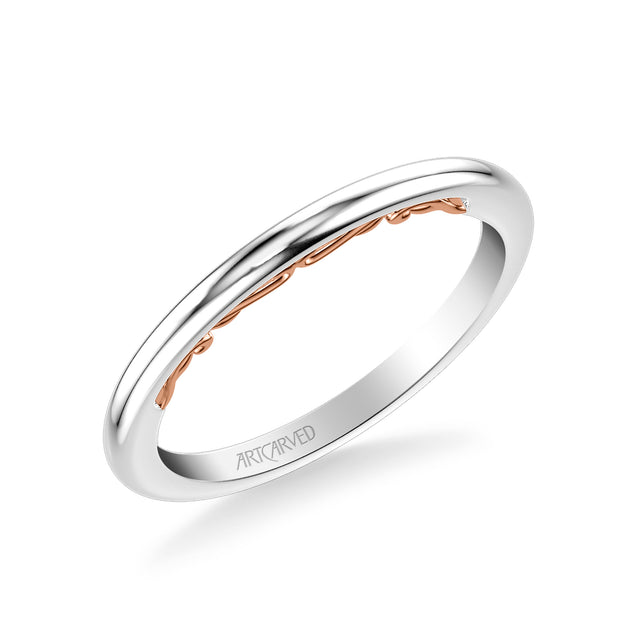 Lyric Polished Wedding Band with Inner Carved details