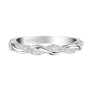Lyric Twist Wedding Band with Diamond and Polished Design with Inner Carved details