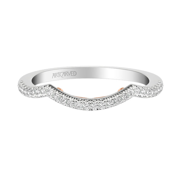 Lyric Curved Diamond Wedding Band with Inner Carved details