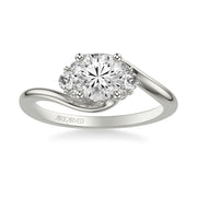 31-V1030ERW-E.00 - ARTCARVED - Classic Engagement Ring with Round Side Stones and Bypass Shank