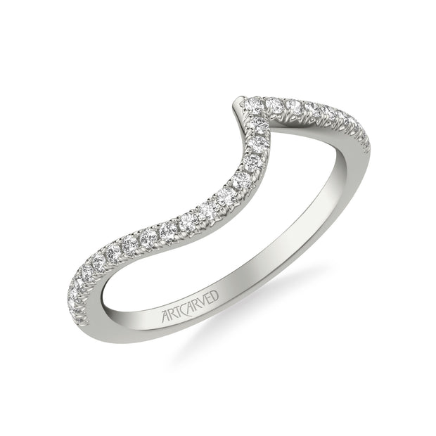 Classic Curved Wedding Band with Round Diamonds