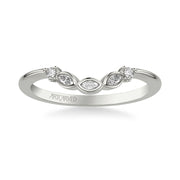 31-V1031EVW-L.00 - ARTCARVED - Floral Curved Wedding Band with Bezel Set Marquise Diamond Petal Accents