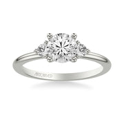31-V1033ERW-E.01 - ARTCARVED - Classic Three-Stone Engagement Ring with Round Side Stone Diamonds