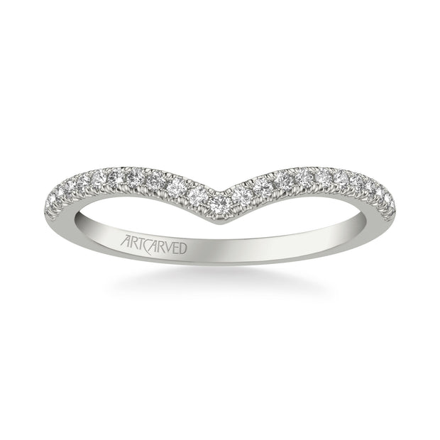 31-V1033W-L.00 - ARTCARVED - Classic Curved Wedding Band with Round Diamonds