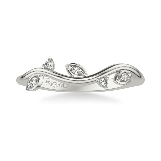 31-V1036W-L.00 - ARTCARVED - Floral Curved Wedding Band with Diamond Petal Accents and Floating Diamonds