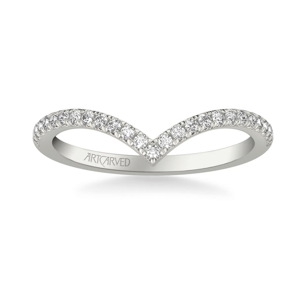 Classic Curved Wedding Band with Round Diamonds