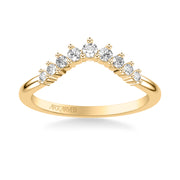 31-V1057W-L.00 - ARTCARVED - Classic Curved Wedding Band with Prong Set Round Diamonds