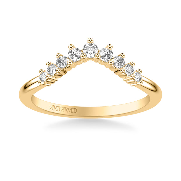 31-V1057W-L.00 - ARTCARVED - Classic Curved Wedding Band with Prong Set Round Diamonds
