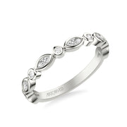 Floral Wedding Band with Alternating Bezel Set Marquise and Round Diamonds