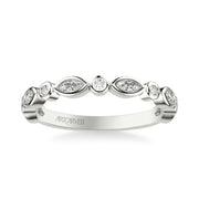 Floral Wedding Band with Alternating Bezel Set Marquise and Round Diamonds