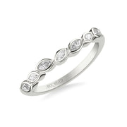 Floral Curved Wedding Band with Bezel Set Marquise Diamond Petals