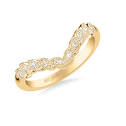 Floral Curved Wedding Band with Milgrain Marquise Diamond Petals