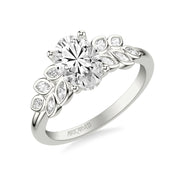 Floral Engagement Ring with Cluster Bezel Set Marquise Diamond Petals and Polished Shank