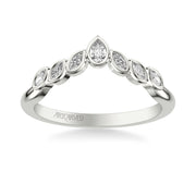 Floral Curved Wedding Band with Bezel Set Marquise and Pear Diamonds