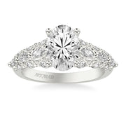 31-V1079GRW-E.01 - ARTCARVED -  Classic Engagement Ring with Cathedral Shank and Graduated Triple Row Prong Set Round and Marquise Diamond Shank