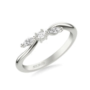 Floral Wedding Band with Prong Set Marquise and Round Diamond Accents and Organic Polished Band