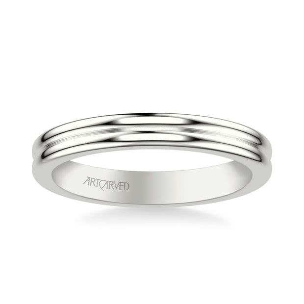 31-V1086W-W.00 - ARTCARVED -  Classic Wedding Band with Double Row Polished Band