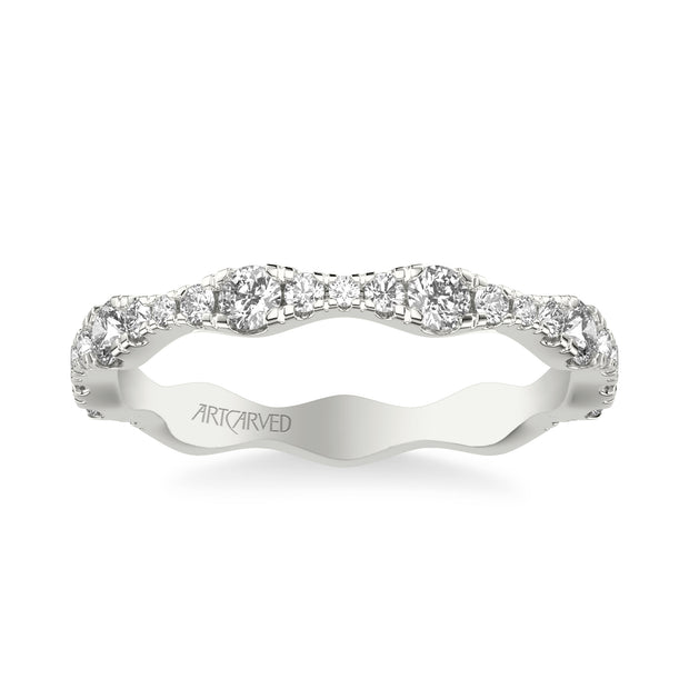 31-V1088Y-L.00 - ARTCARVED -  Classic Wedding Band with Graduated Diamond sizes and scalloping design
