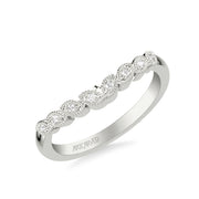 Floral Curved Wedding Band with Milgrain Diamond Petal Motif