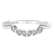 Floral Curved Wedding Band with Diamond Petal Accents