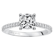 31-V574GRW-E.01 - ARTCARVED - Willa, Classic prong set diamond engagement ring with diamond detailed crown and bridge with diamond accented shank