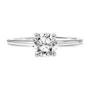 31-V815ERW-E.01 - ARTCARVED - Diamond Solitaire Engagement Ring with Diamond Collar and Polished Shank