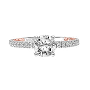 31-V903ERWR-E.01 - ARTCARVED - Lyric Engagement Ring with Diamond Collar and Inner Carved details and Diamond Shank