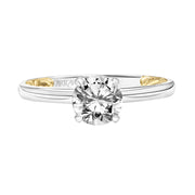 31-V905ERWY-E.01 - ARTCARVED - Lyric Solitaire Diamond Engagement Ring  with Inner Carved details and Polished Shank